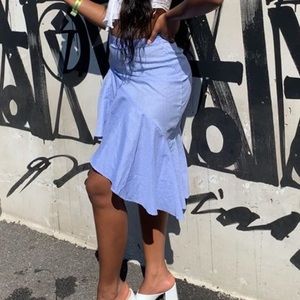 Blue midi flare skirt